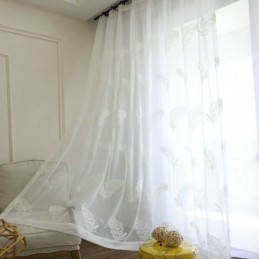 Cortina Transparente Bordada Com Penas Sob Medida Cortina Minimalista De Voile Para Sala De Estar E Quarto