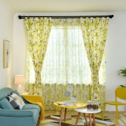 Cortina Semi Blackout Fresca Feita Sob Medida Cortina Com Estampa De Frutas E Limão Para Sala De Estar