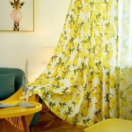 Cortina Semi Blackout Fresca Feita Sob Medida Cortina Com Estampa De Frutas E Limão Para Sala De Estar