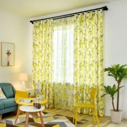 Cortina Semi Blackout Fresca Feita Sob Medida Cortina Com Estampa De Frutas E Limão Para Sala De Estar