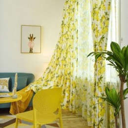 Cortina Semi Blackout Fresca Feita Sob Medida Cortina Com Estampa De Frutas E Limão Para Sala De Estar