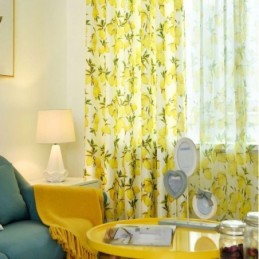 Cortina Semi Blackout Fresca Feita Sob Medida Cortina Com Estampa De Frutas E Limão Para Sala De Estar