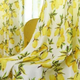 Cortina Semi Blackout Fresca Feita Sob Medida Cortina Com Estampa De Frutas E Limão Para Sala De Estar