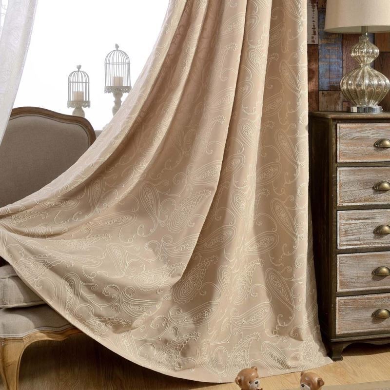 Cortina Vintage Semi Blackout Feita Sob Medida, Cortina De Luxo Bordada Para Sala De Estar