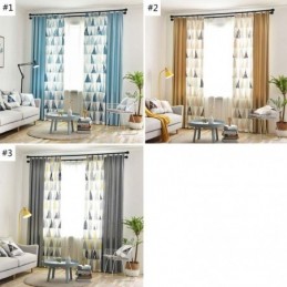 Cortina Nórdica Semi Blackout Feita Sob Medida Com Estampa Triangular Para Sala De Estar