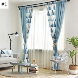 Cortina Nórdica Semi Blackout Feita Sob Medida Com Estampa Triangular Para Sala De Estar