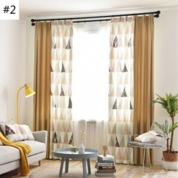 Cortina Nórdica Semi Blackout Feita Sob Medida Com Estampa Triangular Para Sala De Estar