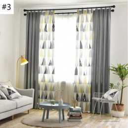 Cortina Nórdica Semi Blackout Feita Sob Medida Com Estampa Triangular Para Sala De Estar