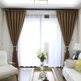 Cortinas Sólidas De Luxo Marrom Blackout Para Sala De Estar E Quarto