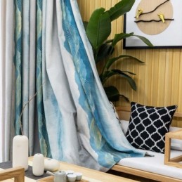 Cortina Blackout Moderna Max Feita Sob Medida, Cortina Espessa Com Estampa De Tinta Para Quarto