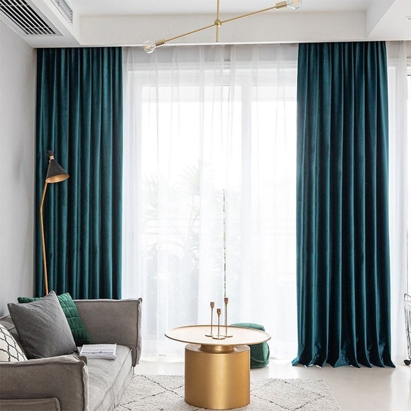 Cortina Estilo Nórdico Feita Sob Medida Cortina De Flanela Sólida Para Sala De Estar De Hotel