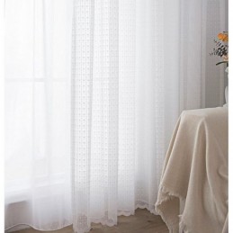 Cortina Moderna De Voile Transparente De Cor Branca Sólida Feita Sob Medida Para Quarto E Sala De Estar