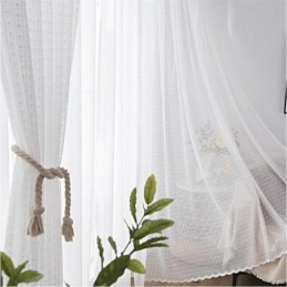 Cortina Moderna De Voile Transparente De Cor Branca Sólida Feita Sob Medida Para Quarto E Sala De Estar