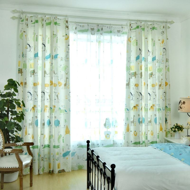 Cortina Moderna Semi Blackout Feita Sob Medida Com Estampa De Animais Para Quarto Infantil