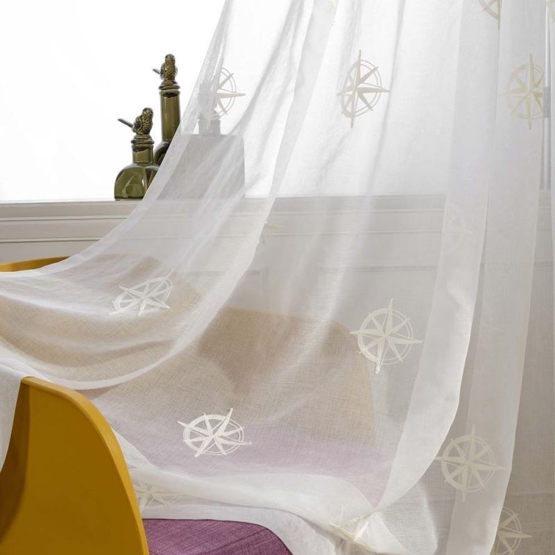 Cortina Moderna Transparente Feita Sob Medida, Respirável, Com Bordado De Estrelas, Para Sala De Estar