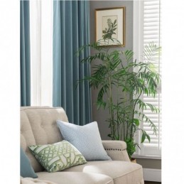 Cortina Blackout Minimalista De Flanela Azul Feita Sob Medida, Tecido De Cor Sólida, Sala De Estar E Quarto