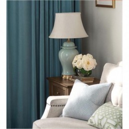 Cortina Blackout Minimalista De Flanela Azul Feita Sob Medida, Tecido De Cor Sólida, Sala De Estar E Quarto