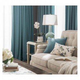 Cortina Blackout Minimalista De Flanela Azul Feita Sob Medida, Tecido De Cor Sólida, Sala De Estar E Quarto