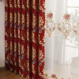 Cortina Bordada Em Chenille Estilo Europeu Leve E Luxuosa Para Sala De Estar, Feita Sob Medida