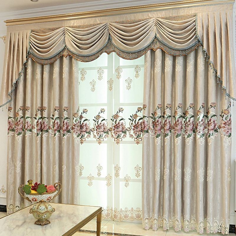 Cortina Para Casa Feita Sob Medida Cortina Estilo Europeu Bordado Floral
