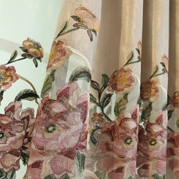 Cortina Para Casa Feita Sob Medida Cortina Estilo Europeu Bordado Floral