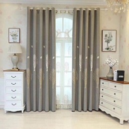 Cortinas De Quarto Elegantes Com Estampa De Árvore De Algodão Blackout Em Jacquard