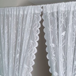 Cortinas Transparentes Modernas De Tule Branco Com Estampa De Pássaros Para Sala De Estar