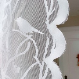 Cortinas Transparentes Modernas De Tule Branco Com Estampa De Pássaros Para Sala De Estar
