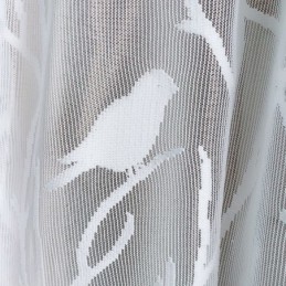 Cortinas Transparentes Modernas De Tule Branco Com Estampa De Pássaros Para Sala De Estar