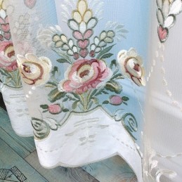 Cortina Transparente Com Bordado Floral Feita Sob Medida, Cortina De Tule Elegante Para Sala De Estar