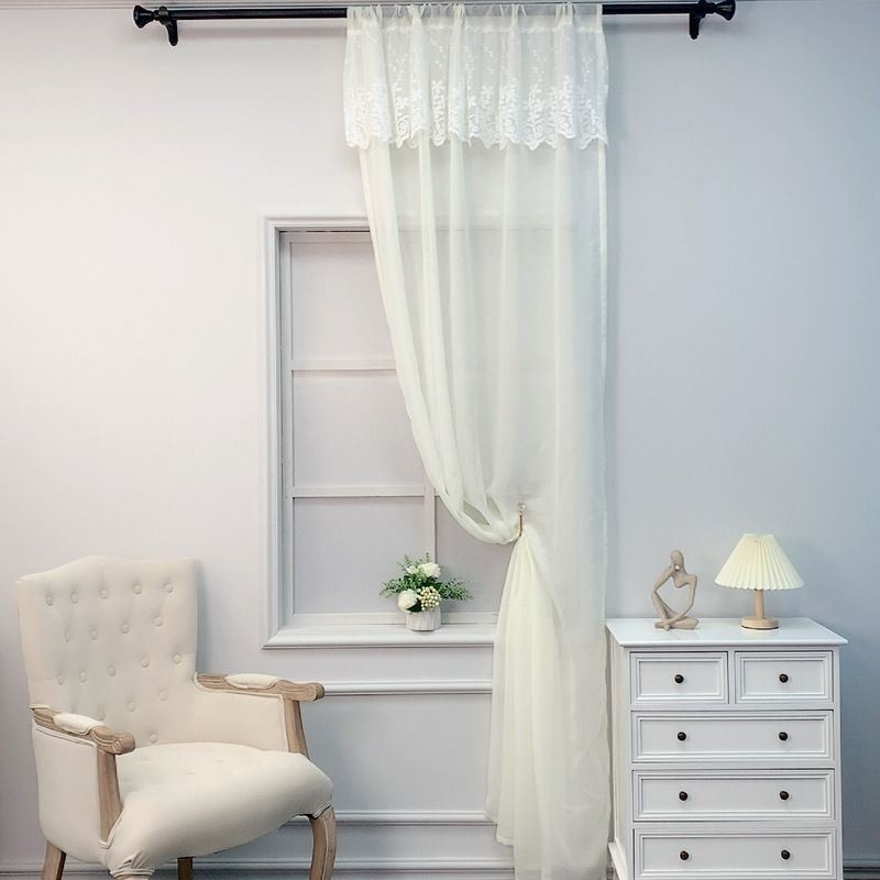 Cortina Moderna Com Design Floral Feita Sob Medida, Cortina De Tule Transparente Para Sala De Estar E Quarto