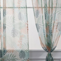 Cortina Estampada Com Folhas Sob Medida, Cortina De Tule Transparente Para Sala De Estar E Quarto