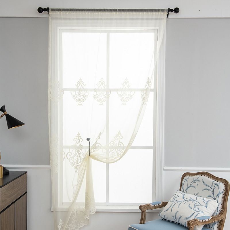 Cortinas Transparentes Bordadas Europeias, Voile Transparente, Tratamento De Janela Para Sala De Estar