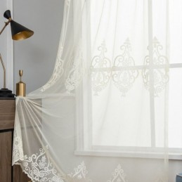 Cortinas Transparentes Bordadas Europeias, Voile Transparente, Tratamento De Janela Para Sala De Estar
