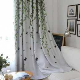 Cortina Sob Medida Cortina Com Estampa De Folhas Frescas Para Janela